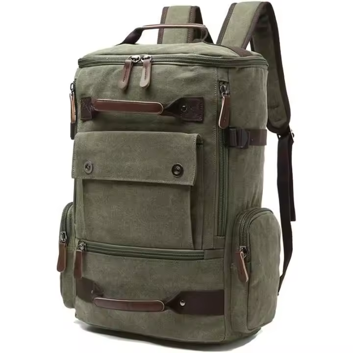 Mochila de lona, mochila informal, mochila unisex vintage de lona, mochila de senderismo, mochila de viaje, mochila para portátil, mochila escolar, mochila para estudiantes, color gris - 1