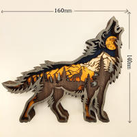 Wolf Totem Decorativo De Madera Vacío Navidad Animal Creatividad Adorno De Escritorio Para Coche Decoración LED Para Sala De Estar - details 0