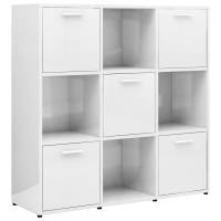 vidaXL Estantería madera contrachapada 90x30x90 cm Blanco, Negro, Gris Mueble Almacenaje Estantería para Oficina, Estudio, Dormitorio Estantería/Librería/ mueble de Almacenamiento - details 0