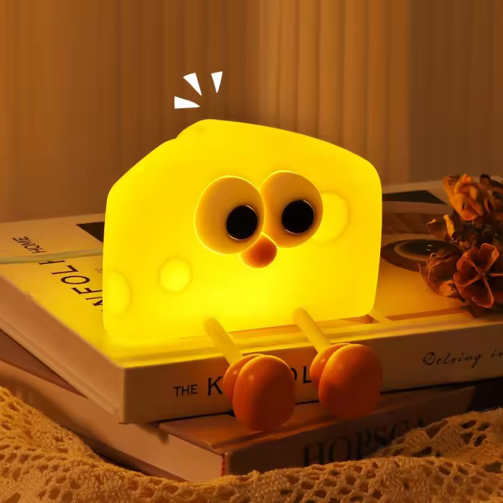 Luz de noche para niños - Luz de noche con forma de queso - Luz de noche para bebés - Luz de noche con forma de queso - Luz LED - Regulable - Temporizador - Recargable por USB - 1