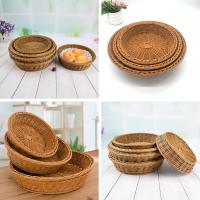 Cesta De Frutas Tejida a Mano De Imitación De Rattan Para Almacenamiento En Casa Y Cocina Tamaño round 20/25/30cm Caja De Almacenamiento Ecológica - details 2