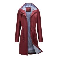 Abrigo De Trench Para Mujer Con Capucha Y Mangas Largas De Color Sólido Estilo Británico Elegante Con Rayas Y Chaqueta Recta Impermeable Para Todas Las Estaciones - details 18