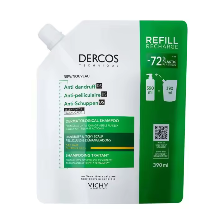 Vichy Dercos Champú Anticaspa Ds Cabello Normal-Graso Recarga 390 ml - 1