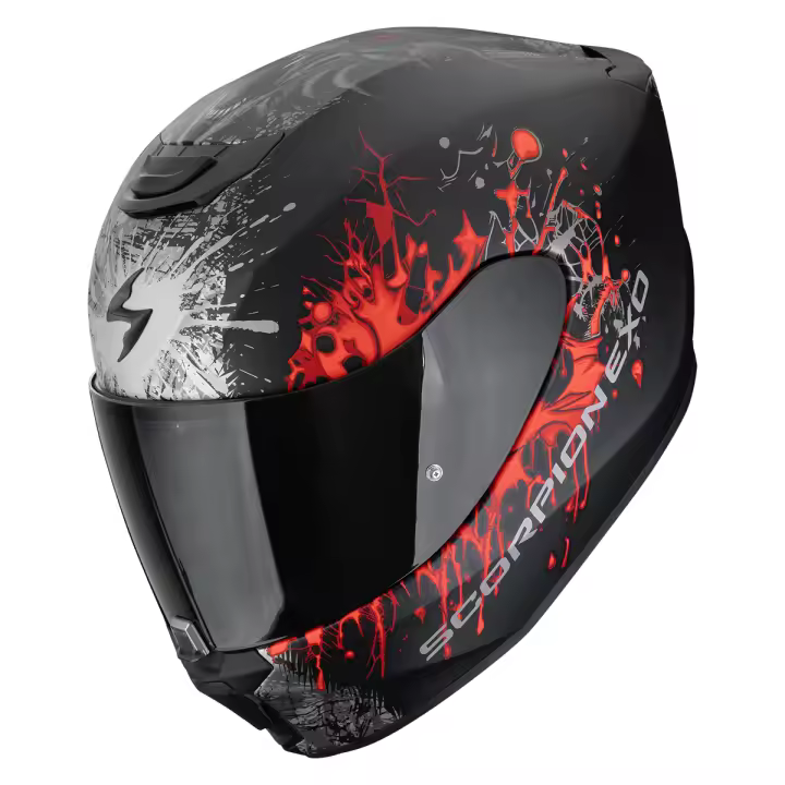 Casco integral Scorpion Exo-391 Wolf - Negro Plata Rojo - 1