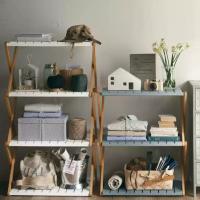Estantería plegable multiuso de bambú con estantes en blanco, estantería de hogar, aprovecho de espacio, organización de hogar. - details 0