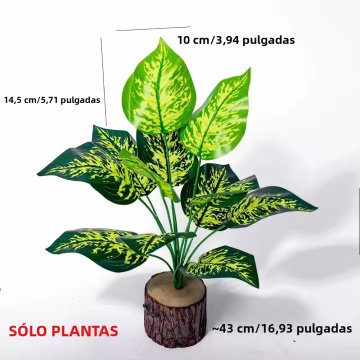 Planta Artificial De Monstera De 43cm Con 12 Hojas Hojas Verdes De Palma Tropicales Para Decoración De Jardín Y Hogar - 1