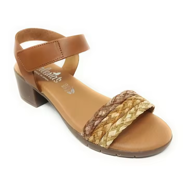 SANDALIAS VALERIA'S CONFORT 1174 CUERO.Sandalias de tacon para mujer muy comodas,realizadas con pieles naturales de 1ª calidad. - 1