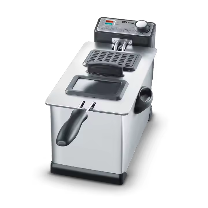 SEVERIN FR 2431 Freidora, Capacidad 3 L, Cantidad de Fritura 400 g, 2.000 W, Acero Inoxidable/Negro - 1