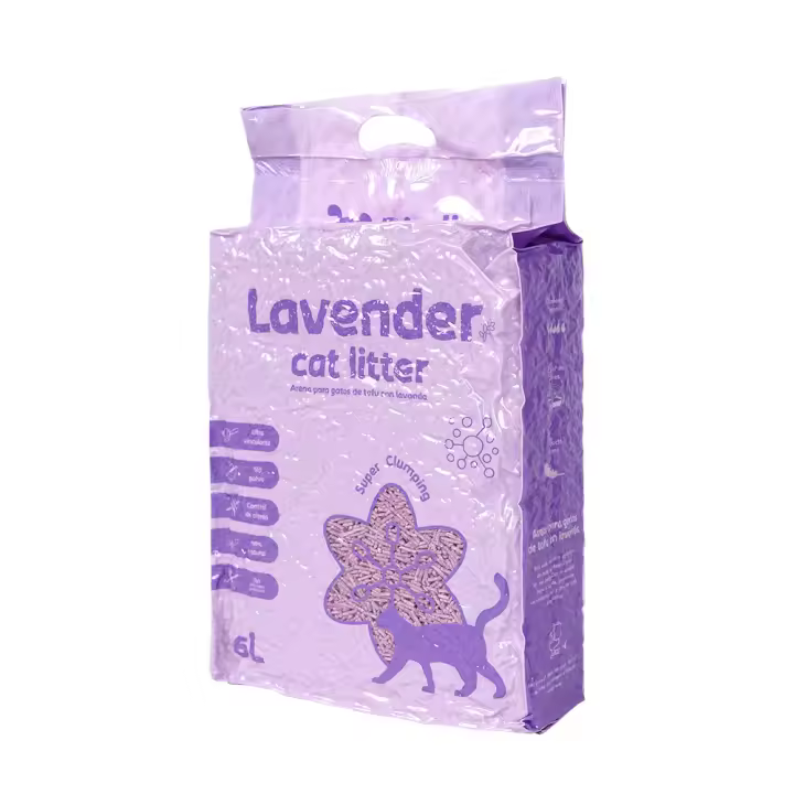 SMELL & SMILE Arena para gatos de Tofu con lavanda ecológico vegetal lecho Libre de polvo arena natural aglomerante (TOFU-6L-12L-18L-24L-30L-36L-42L-48L) - 1
