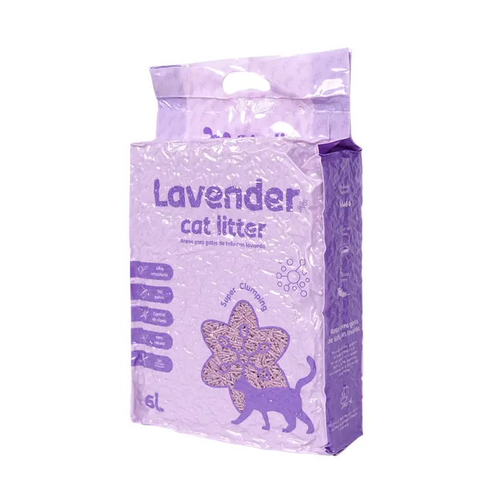 SMELL & SMILE Arena para gatos de Tofu con lavanda ecológico vegetal lecho Libre de polvo arena natural aglomerante (TOFU-6L-12L-18L-24L-30L-36L-42L-48L) - 1