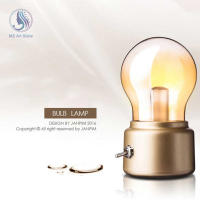 Bombilla De Noche LED Recargable Vintage Retro Sin Cable Con Sombrilla De Vidrio Para Decoración De Dormitorio Lámpara De Mesa - details 2