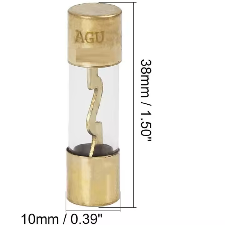 Portafusibles protector de seguridad. Fusibles Automóviles Coche 100A/80A/60A/40A AGU Tono de Oro Tubo de Cristal Transparente car fuse AGU Gold Tone Transparent Crystal Tube DESDE ESPAÑA MARKETPLACEXT - 1