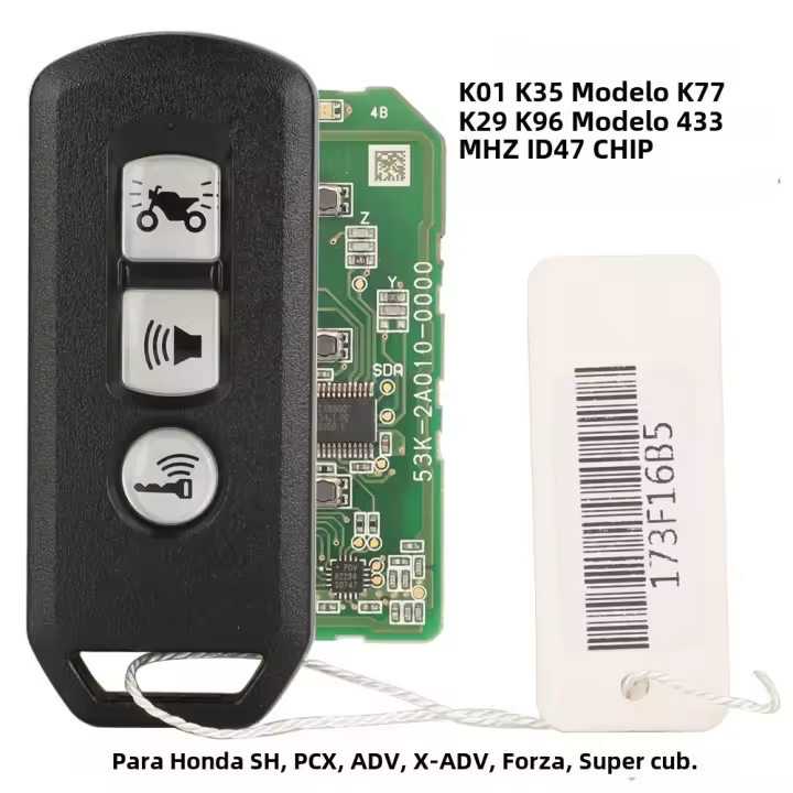 Llave Inalámbrica Jingyuqin K01 K35 K77 K29 K96 Para Motocicleta Honda X-ADV SH Forza PCX Híbrido 433MHZ ID47 Chip 3 Botones - 1