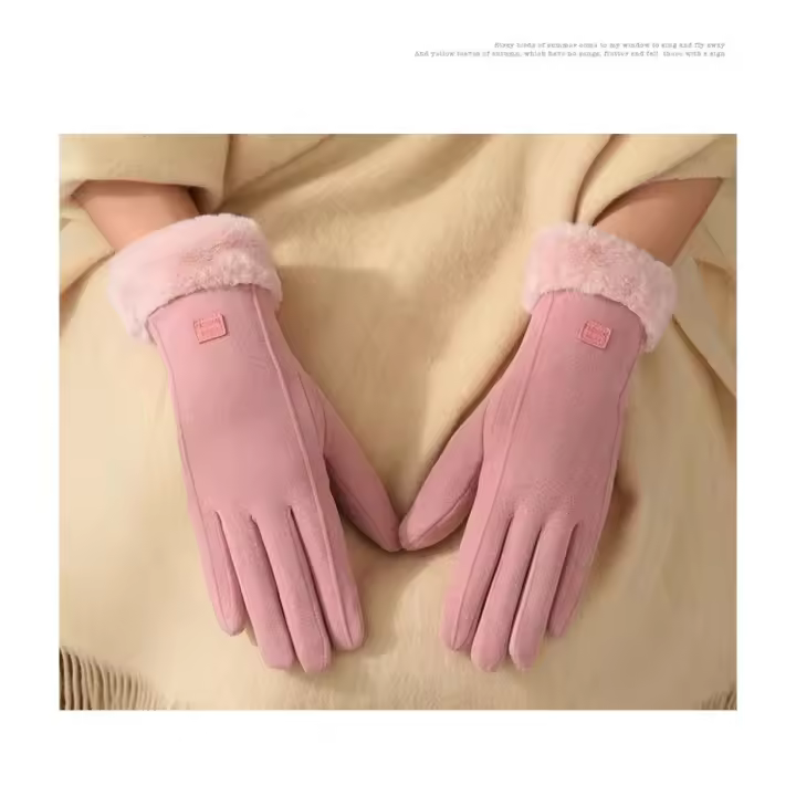 Guantes para montar en bicicleta eléctrica de invierno para mujer, guantes cálidos de terciopelo a prueba de viento para conducir, guantes antideslizantes para montar en invierno con pantalla táctil - 1