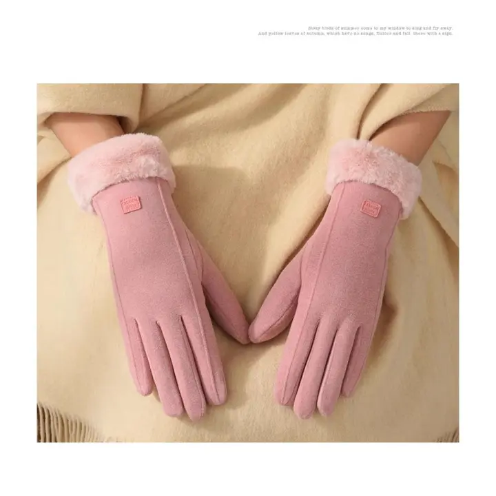 Guantes para montar en bicicleta eléctrica de invierno para mujer, guantes cálidos de terciopelo a prueba de viento para conducir, guantes antideslizantes para montar en invierno con pantalla táctil - 1