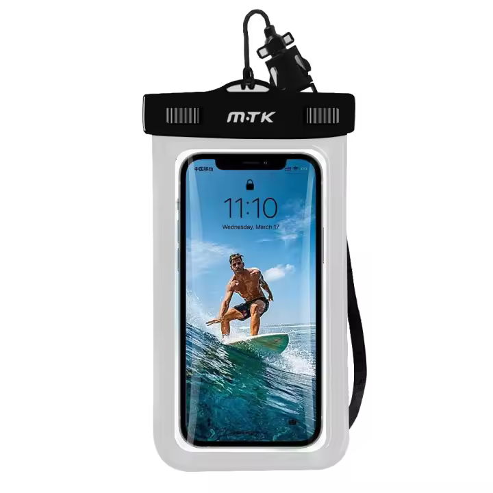 M.TK TR9182 Funda Impermeable  con Resistencia IPX8, Universal para Móvil, Protección Completa contra Agua y Polvo, Compatible con iPhone 13/12 /XS Max/XR/X/8/7+ y Samsung S20/S20+/S10/S10e/S9/Note8 hasta 7", Ideal para Viajes, Playa y Natación - 1