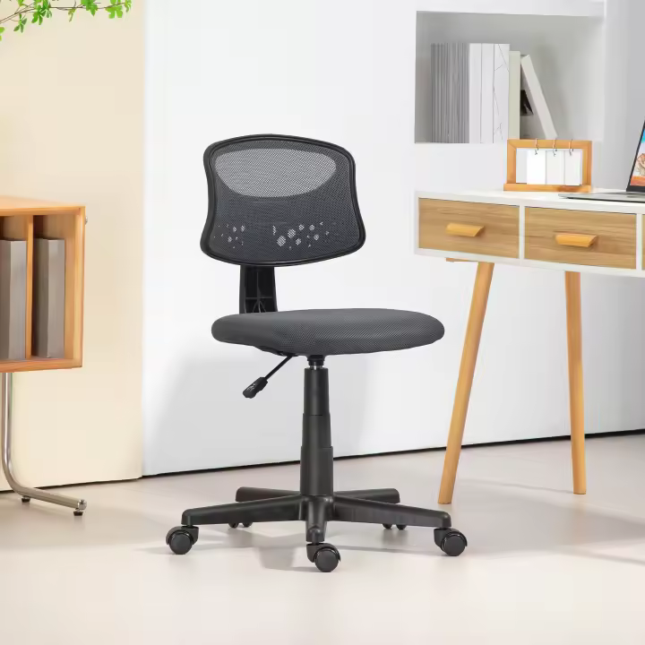 HOMCOM Silla de Oficina sin Brazos Silla de Escritorio Giratoria con Respaldo de Malla Transpirable Altura Ajustable Silla de Despacho Carga 120 kg - 1