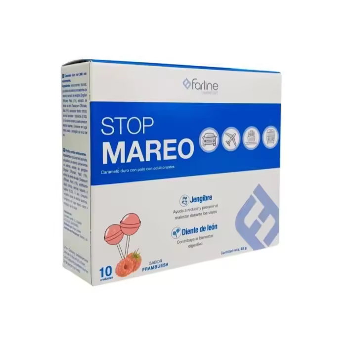 Farline Sweetsin STOP MAREO Caramelo duro con palo Sabor Frambuesa 10 uds - 1