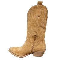 Botines de Mujer, Tacón Bajo, camperas cowboy, Caña Media Bordada, Otoño Invierno, Antelina Marrón Camel, Negros - details 1