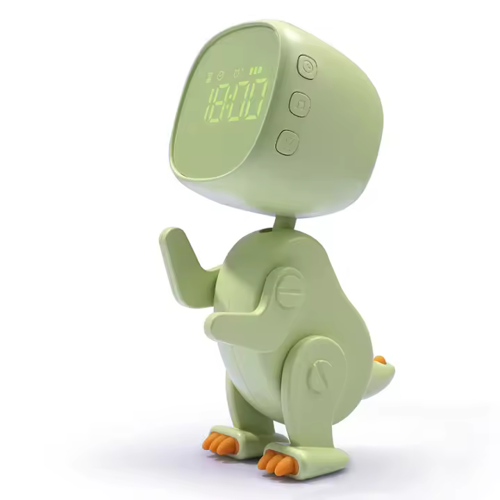 Mov-Reloj despertador para niños, Reloj de entrenamiento para dormir para niños con Luces Nocturna, Reloj despertador recargable con música, Reloj digital de Dinosaur para niños y niños (Green) - 1