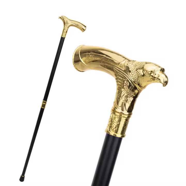 Bastón De Moda Con Cabeza De Águila Dorada Y Rhinestone Elegante Y Lujoso Para Caballeros Cosplay Knob 93cm Con Punta De Goma - 1
