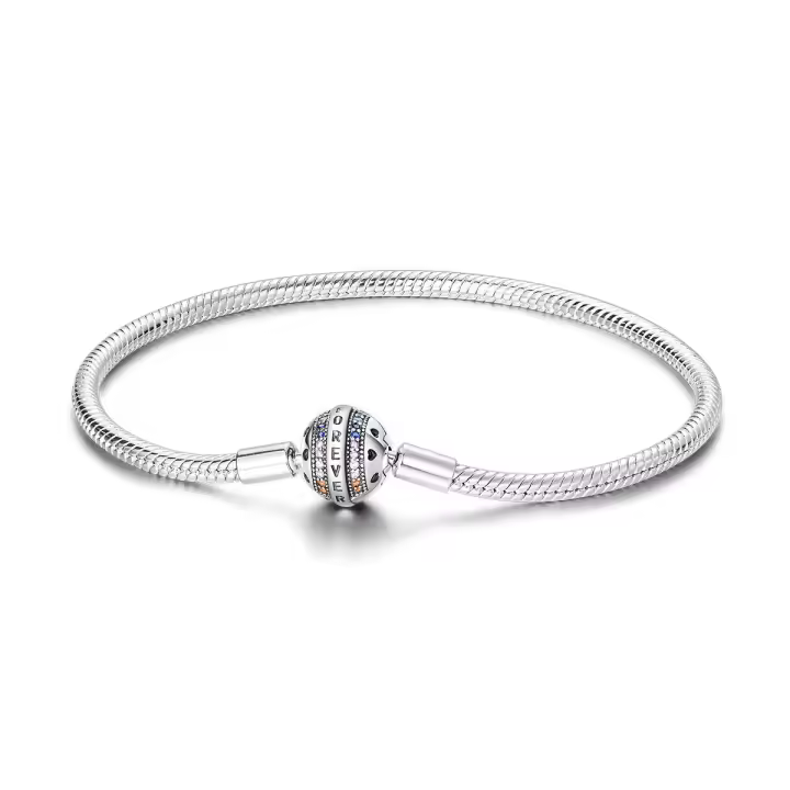 Pulsera De Plata 925 Para Mujer Con Cierre Original Y Cadena De Serpiente Adecuada Para Colgar Charm Brillo Zirconia Clásica Para Fiestas - 1