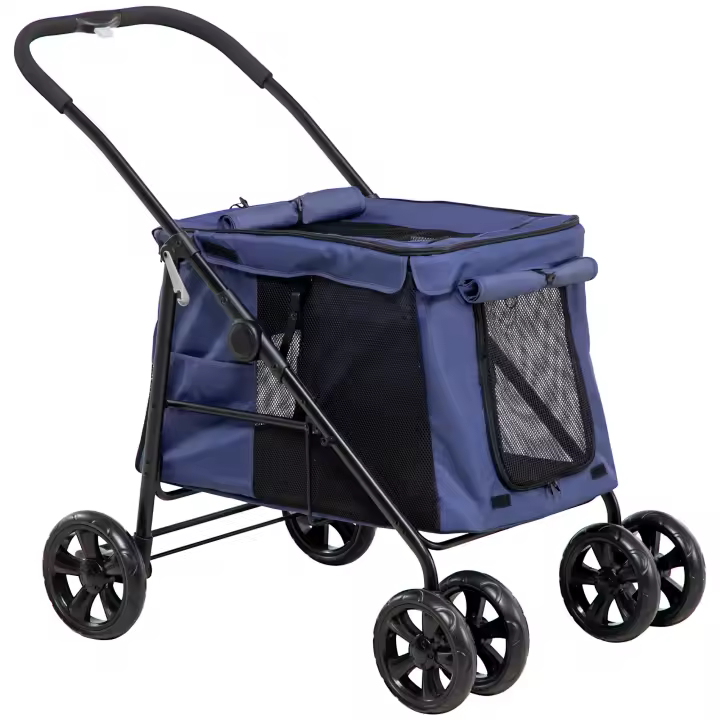 PawHut Cochecito para perros, cochecito plegable para perros, carrito para perros con cojín, cochecito para gatos hasta20 kg, cochecito para perros pequeños y medianos con bolsillos laterales, ventana de malla, tejido Oxford - 1