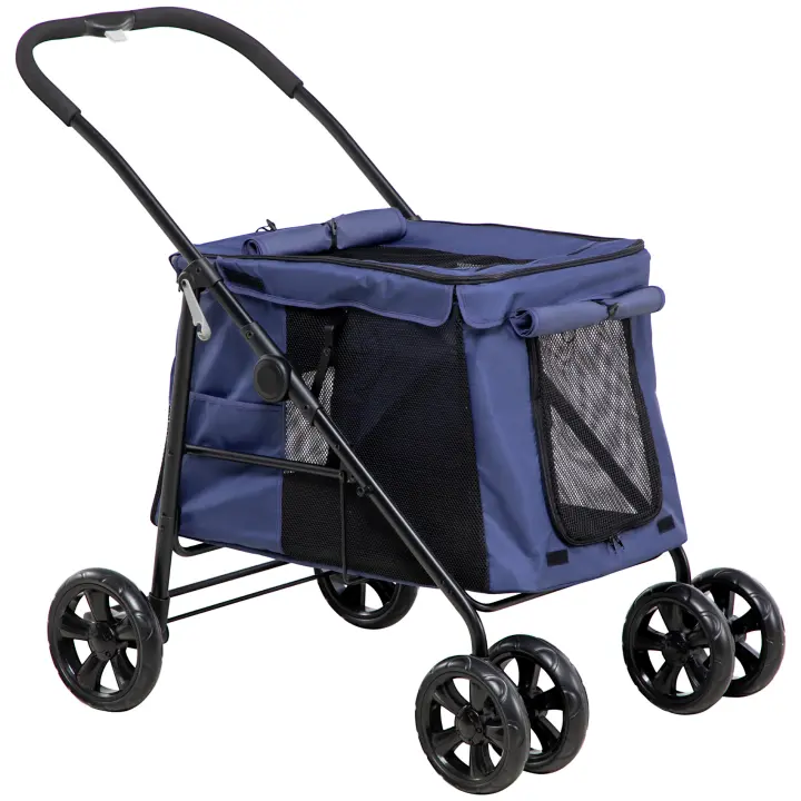 PawHut Cochecito para perros, cochecito plegable para perros, carrito para perros con cojín, cochecito para gatos hasta20 kg, cochecito para perros pequeños y medianos con bolsillos laterales, ventana de malla, tejido Oxford - 1