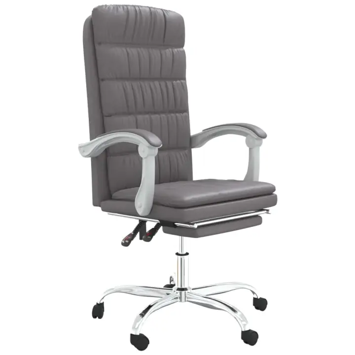 Silla de oficina reclinable cuero sintético gris - 1
