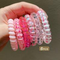 Accesorios De Pelo Rosa Roja Con Cordón De Teléfono Alta Elasticidad No Daña El Pelo Anillo Para Mujer Moda Decorativa - details 9