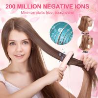 Cepillo de pelo recto sin cuerda para mujeres, peine de pelo recto eléctrico recargable, mini alisador de pelo calentado portátil para viajes, cepillo térmico de iones negativos, herramienta de peluquería - details 1