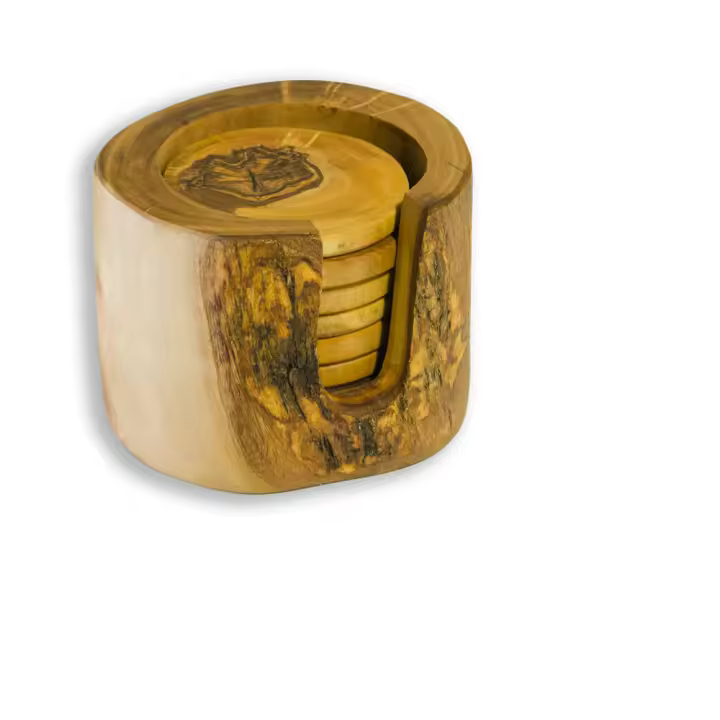 Posavasos con contenedor de madera de olivo - 1