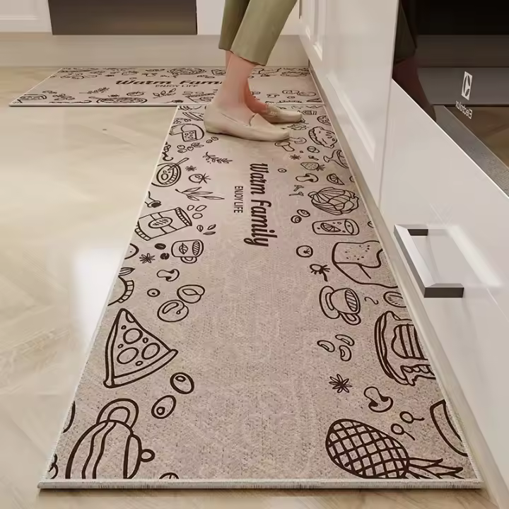 Vikama Alfombra De Cocina Impermeable Y Anti-Derrame De Velours Cristal Durable Y Resistente Al Polvo Con Patas Antideslizantes Para Sala De Estar Y Baño Fácil De Limpiar Máquina/Hand Wash - 1