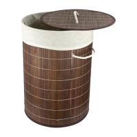 HOGUITA-Cesto de Bambú con Tapa para Ropa Sucia, Cubo Plegable para Colada de Lavandería con Asa de Cuerda, Cesta Redonda Plegable Ideal para el Hogar, Ropero de Bambú Funcional y Práctico para Organizar tu Espacio de Lavandería - details 3