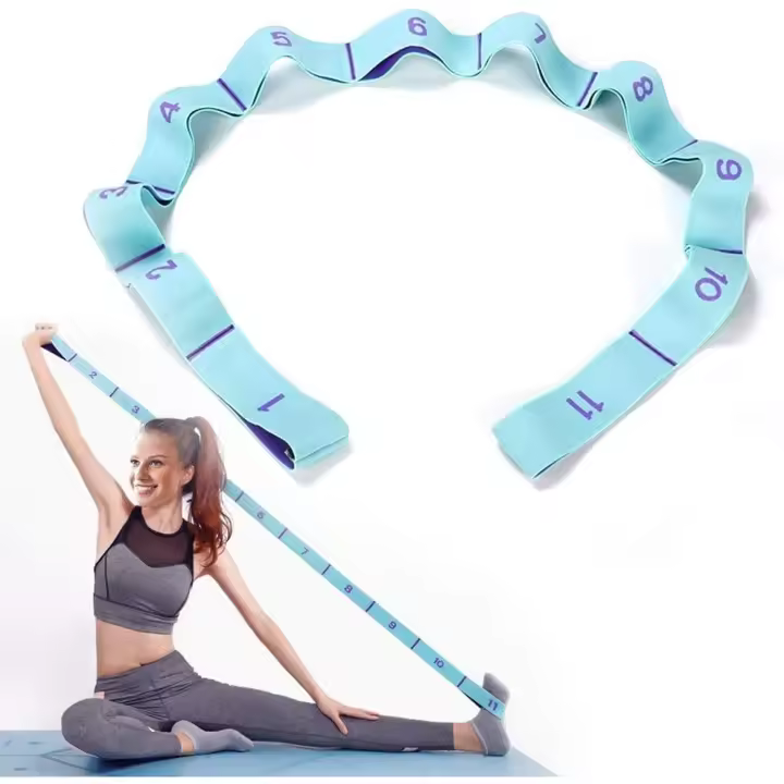 Banda de ejercicios, banda elástica mejorada para ayudar a estirar el cuerpo durante el yoga con 11 bucles numerados, lavable, fácil de transportar y de alta elasticidad para yoga - 1