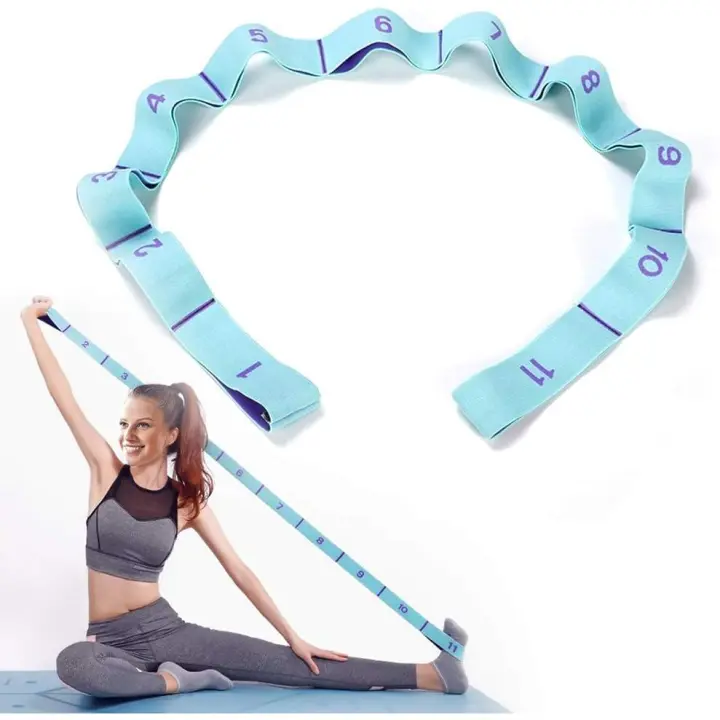 Banda de ejercicios, banda elástica mejorada para ayudar a estirar el cuerpo durante el yoga con 11 bucles numerados, lavable, fácil de transportar y de alta elasticidad para yoga - 1