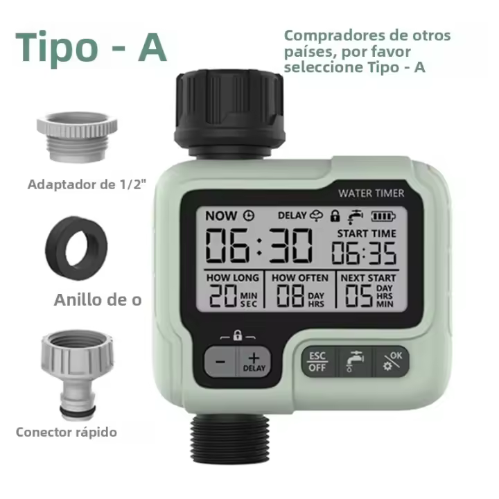 Eshico HCT-322 Timer De Agua Automático Para Jardín Máquina De Riego Digital Inteligente Con Válvula De Soplete Para Uso Exterior Ahorro De Agua Y Tiempo - 1