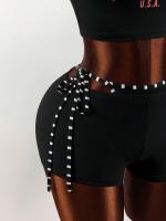 Conjunto De Shorts De Moda Para Mujer Estilo Harajuku Sexy Y2K Con Impresión De Letras Y Cinturón Interior Top Sin Mangas De Cuello Colgante - details 6