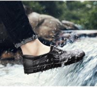 Botas De Lluvia Para Hombre Impermeables Antideslizantes De Goma Botas De Ankle Para Invierno Mocasines De Agua Con Cierre SLIP-ON - details 3