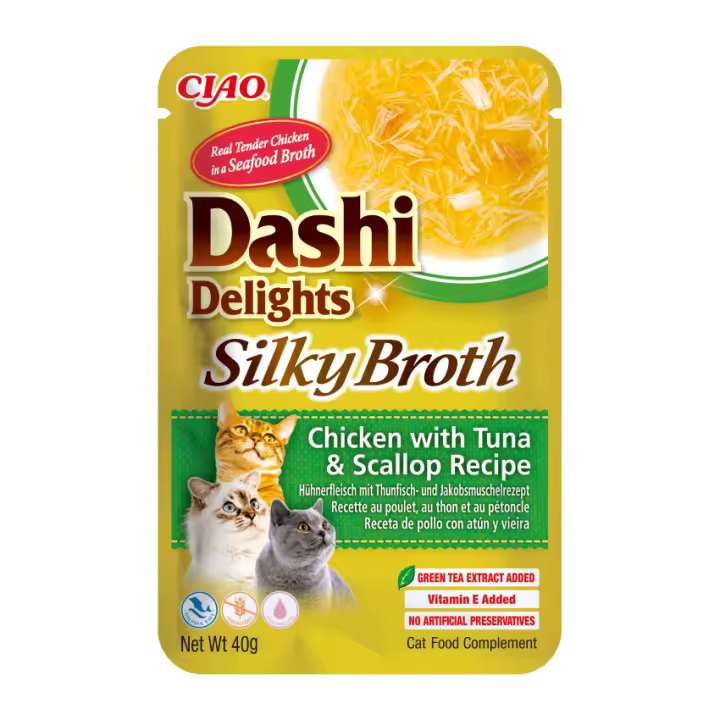 Inaba Churu Dashi Delights Silky Broth Pollo con Atún y Vieira (12 unidades x 40 gr) - 1