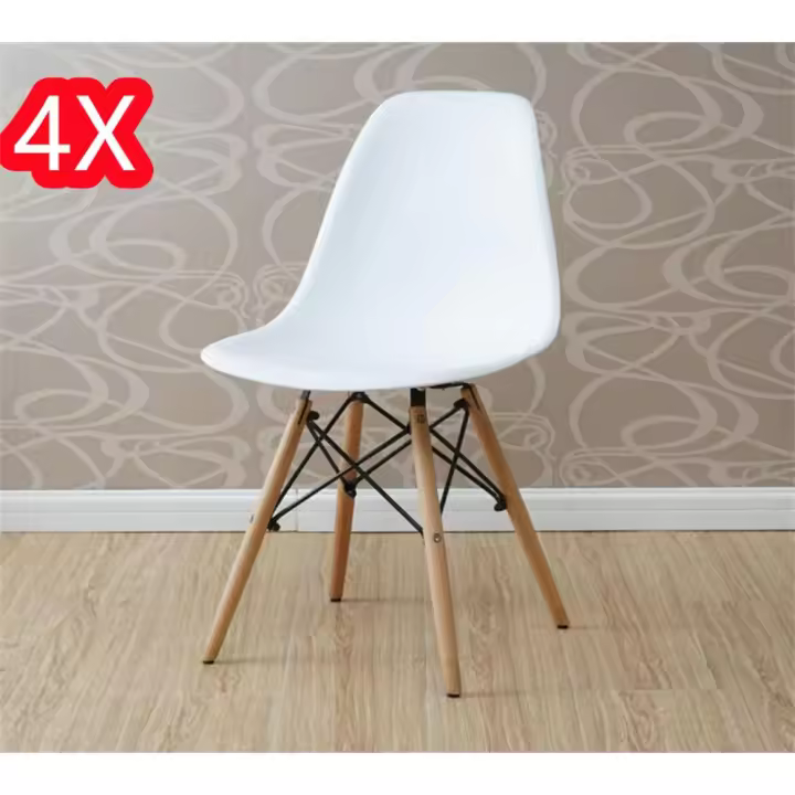 Juego de 4 sillas  EMA INS con patas de madera, mueble estilo nórdico medieval, , para escritorio, comedor, dormitorio, balcón o restaurante BAR hosteleria, OFICINA Mesa de comedor nórdica  cocina,metal - 1
