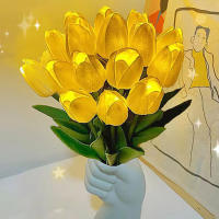 Lámpara De Noche LED En Forma De Tulipán Imitación De Flor Artificial Decoración Para El Hogar Con 5/10 Tulipes PVC - details 5
