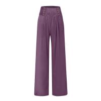 Pantalones Anchos De Pierna Con Bolsillo Para Mujer Estilo Algodón Lino Primavera Verano Cintura Alta Ruched Casual Pantalones De Playa - details 11