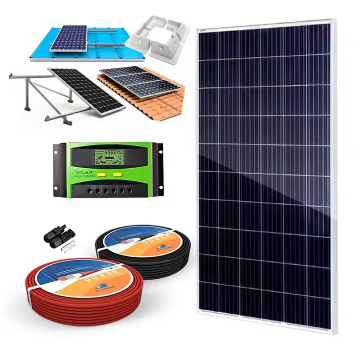 Plusenergy - Kit Solar 24V 280W/h Regulador 20A con Pantalla LCD - 1