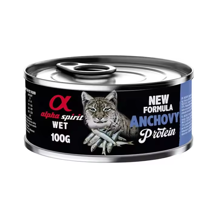 Alpha Spirit Comida Húmeda para Gato en Lata Sabor Boquerón – Natural, Completa y Sin Cereales - 1