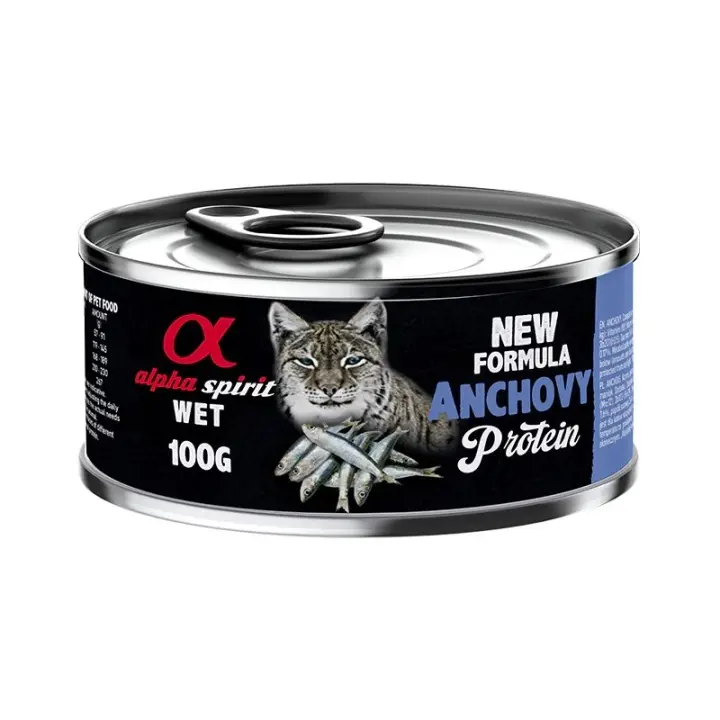 Alpha Spirit Comida Húmeda para Gato en Lata Sabor Boquerón – Natural, Completa y Sin Cereales - 1
