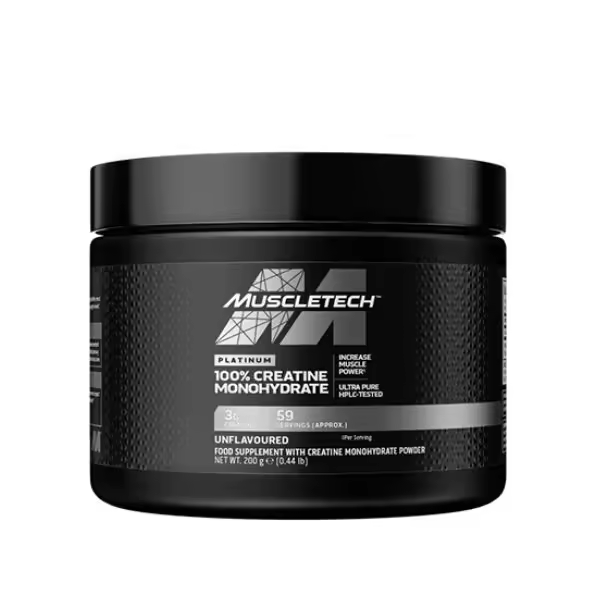 Muscletech Platinum 100% Creatine Monohydrate - Suplemento de creatina monohidratada - 200 gr - Mejora el rendimiento físico - Sabor a elegir - Incrementa la masa muscular - Favorece la recuperación. - 1