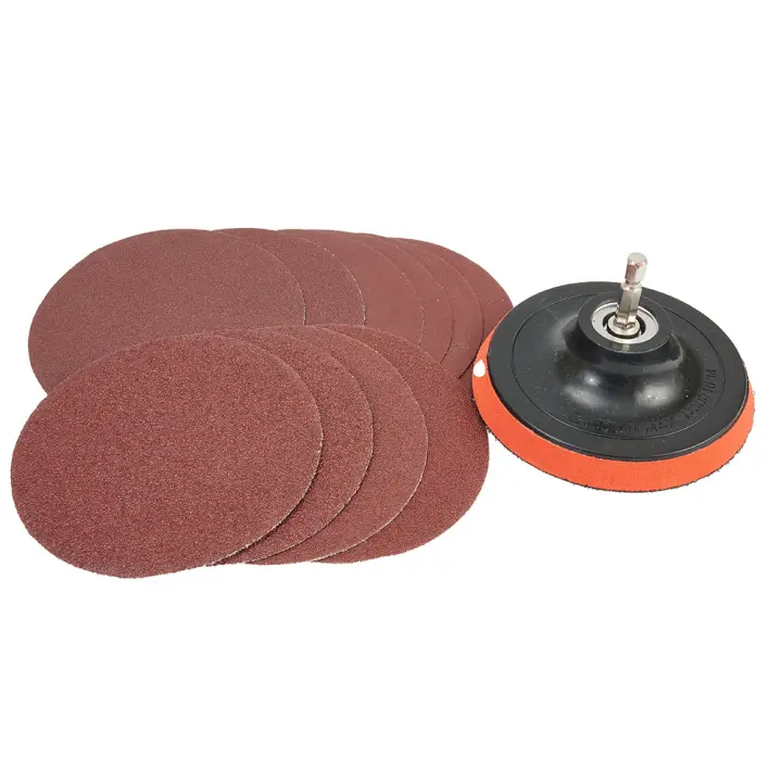 Kit De 12pcs Discos De Pulido De 4 Pulgadas 60-240 Grados Con Adaptador De Taladro M10 Herramientas De Pulido Y Grindado Set De Papel De Pulir - 1
