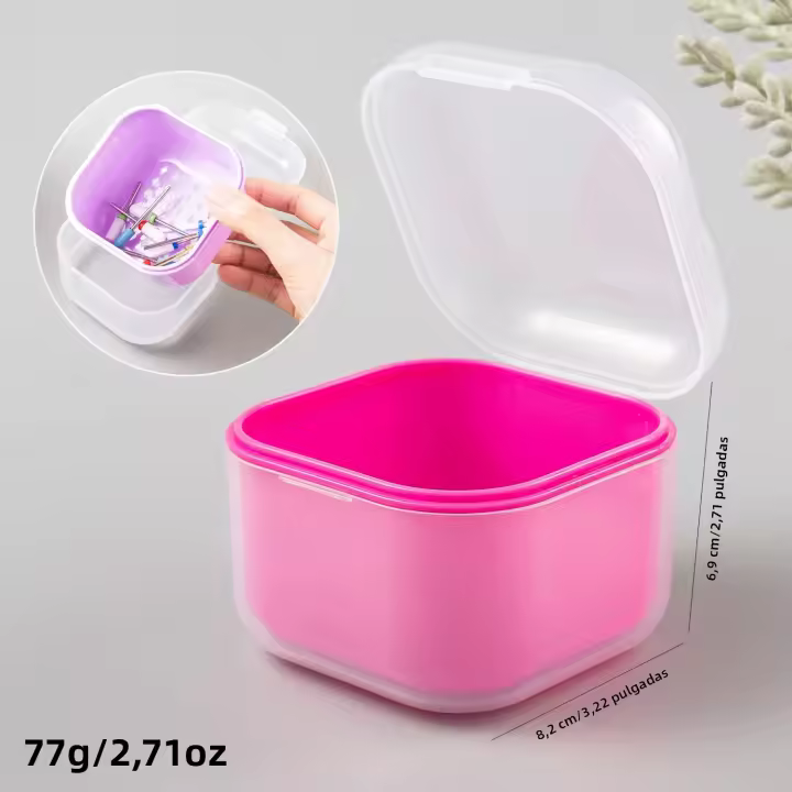 Caja De Almacenamiento Para Uñas LUSLUKING Doble Capa De Filtro Cuadrada Para Bricolaje En Herramientas De Manicura Contenedor De Limpieza De Cepillo De Uñas - 1