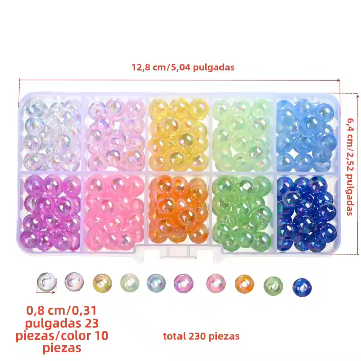 230pcs/Box Abalorios De Acrílico Redondos 8mm 10 Colores Para Suministros De Joyería DIY Colgantes Pulseras Collares Aretes - 1